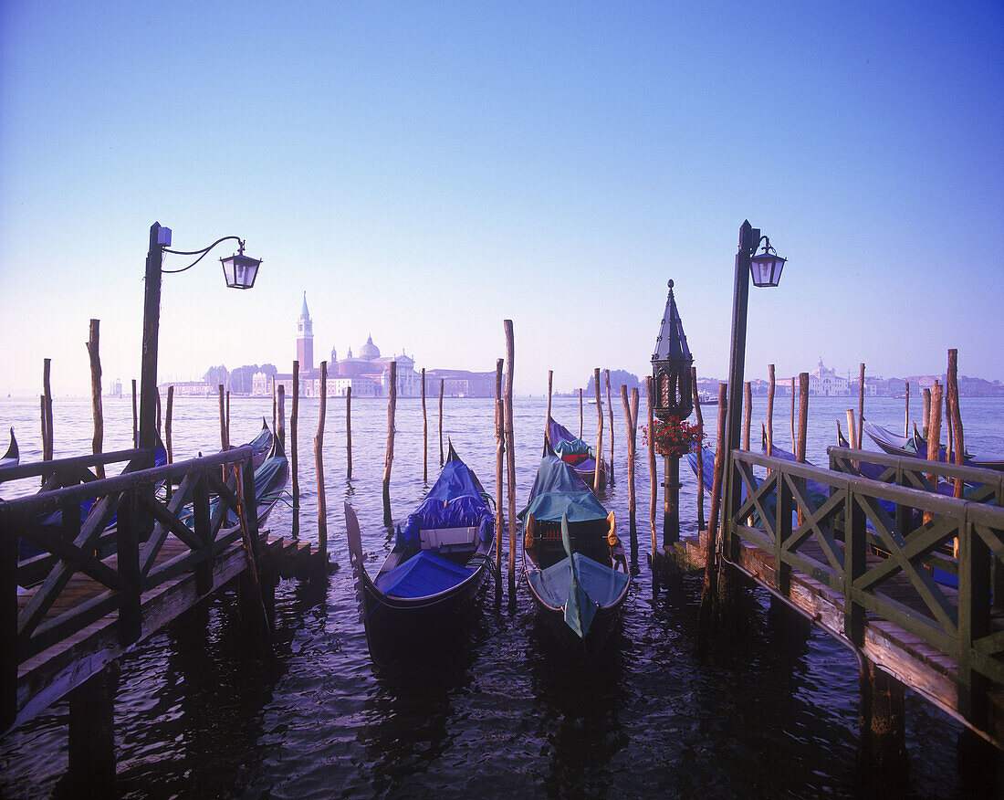 Gondolas & isola di san giorgio maggiore, Venice, Italy.