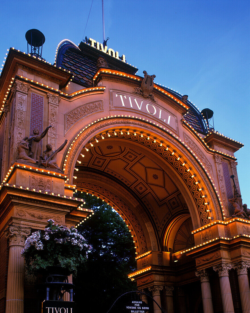 Entrance gate, tivoli gardens, Copenhagen, Denmark.