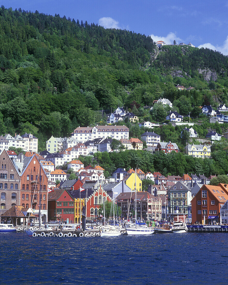 Bryggen & torget, Bergen harbor, Norway.
