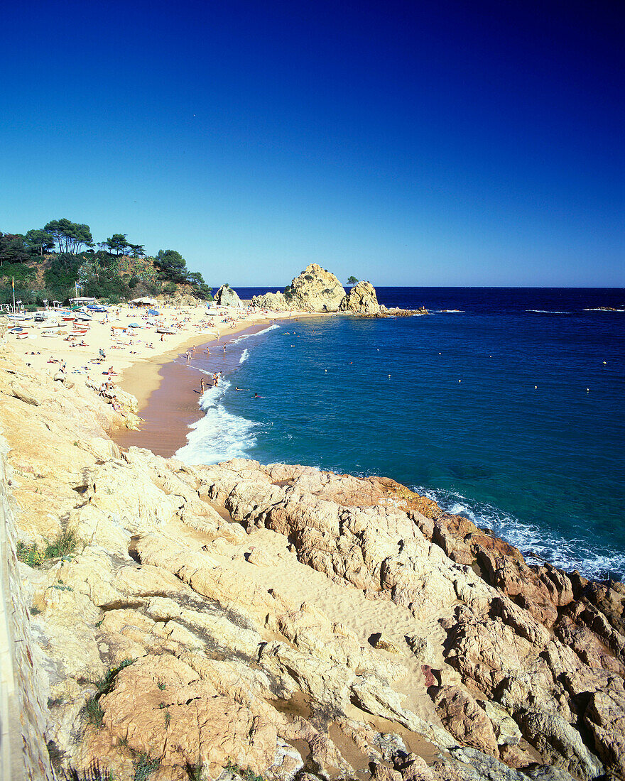 Beach, tossa de mar, Costa brava coastline, Catalunya, Spain.