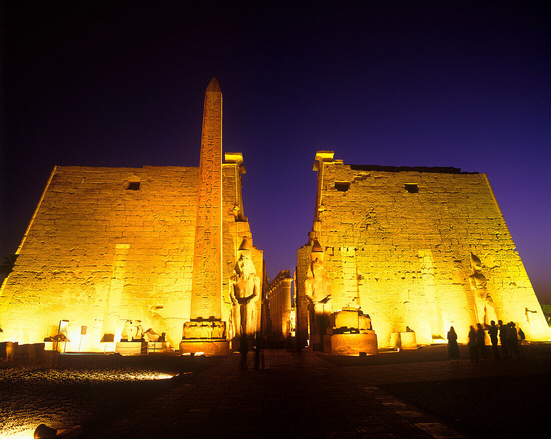 Entrance obelisk, temple of luxor ruins, Luxor, Egypt.