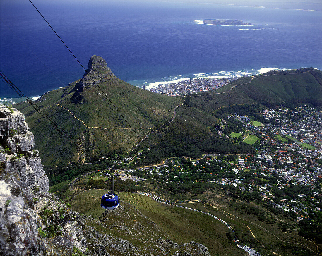 Scenic cable car to summit, table mountain, Capetown, South africa.