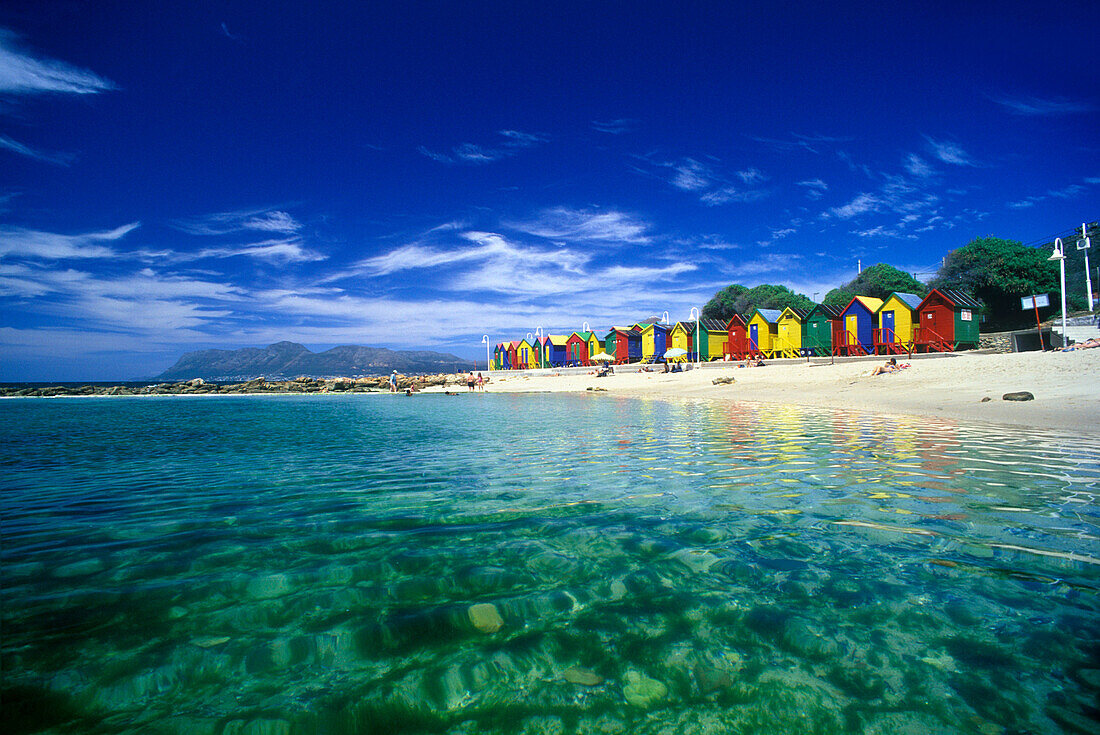 Bathing cabins, Saint james beach, Capetown peninsula, South africa.