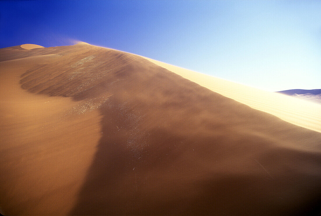Wind storm, Sand dune, Sossusvlei, Namib naukluft desert park, Namibia.