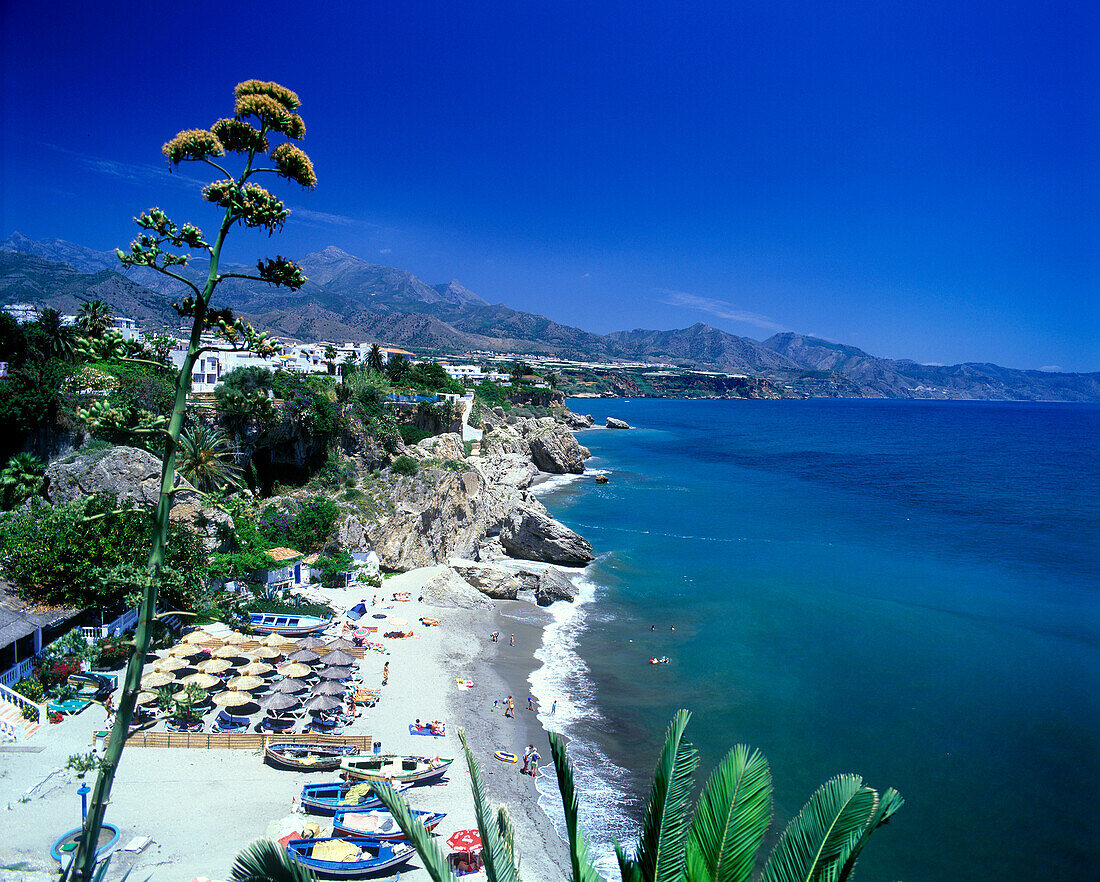 Playa, Butihonda, Nerja coastline, Costa de almeria, Andalucia, Spain.