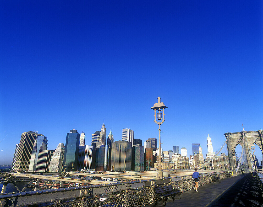 Brooklyn bridge, Downtown skyline, Manhattan, New York, USA