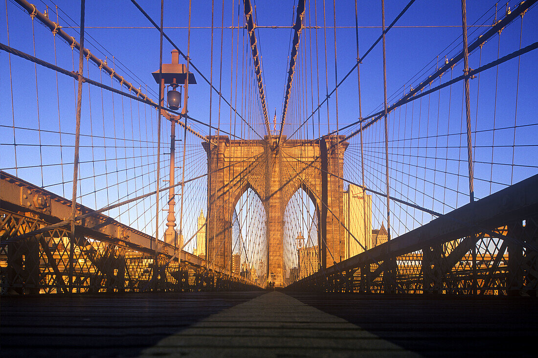 Brooklyn bridge, Downtown skyline, Manhattan, New York, USA