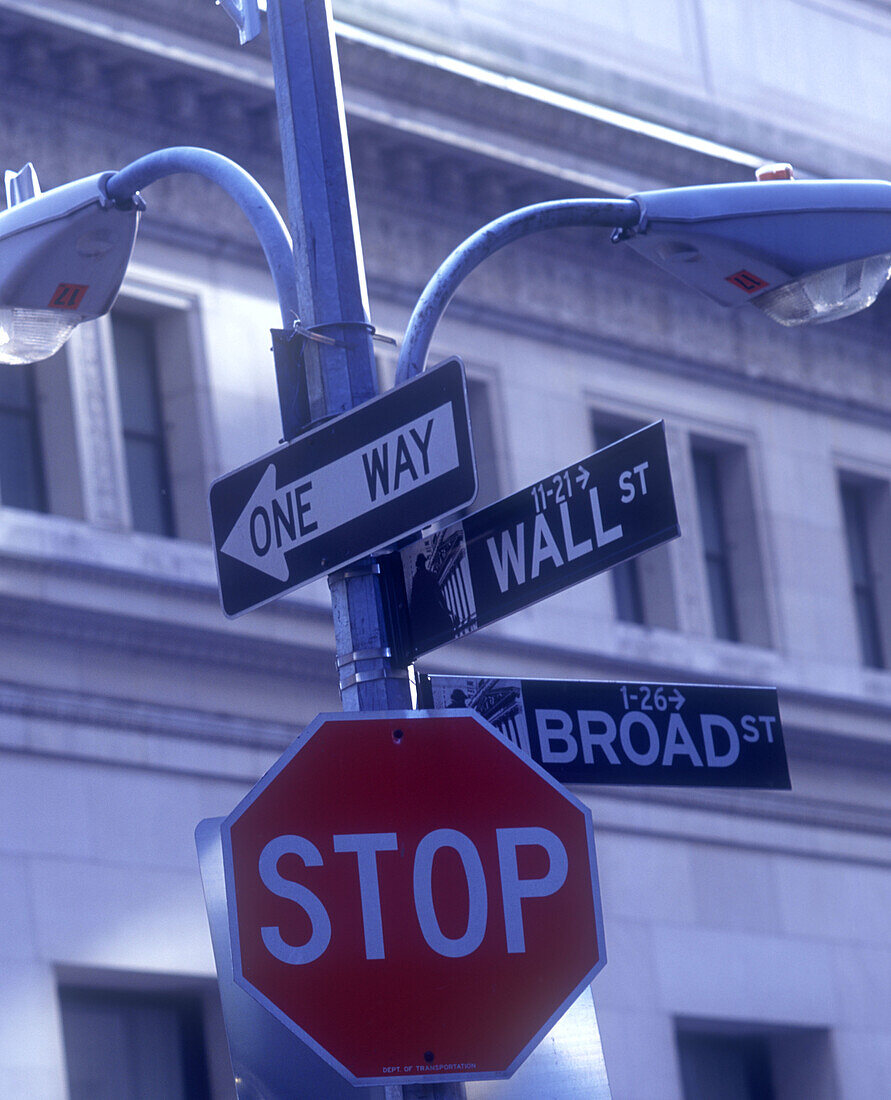 Wall Street sign, Financial district, Manhattan, New York, USA