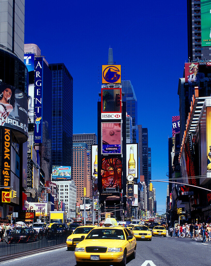 Taxi cabs, Times square, Manhattan, New York, USA