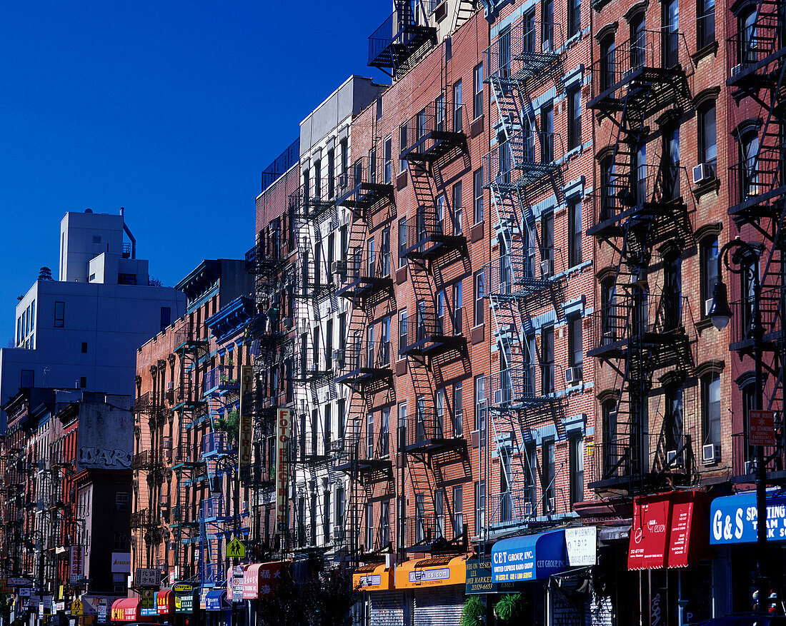 Fire escapes, Essex Street, Lower east side, Manhattan, New York, USA