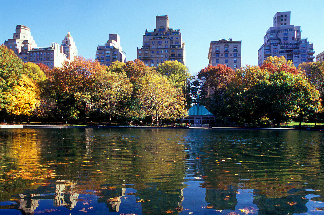 Model boat pond, Central Park east, Manhattan, New York, USA