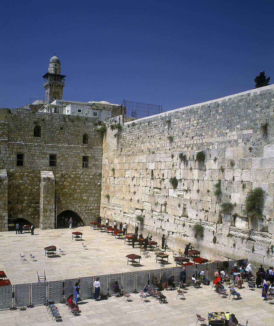Jews praying, Western (wailing) wall, Jerusalem, Israel.