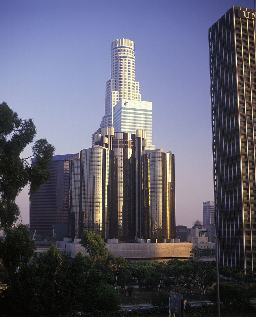 Bonaventure & first interstate buildings, Downtown, Los angeles, California, USA.