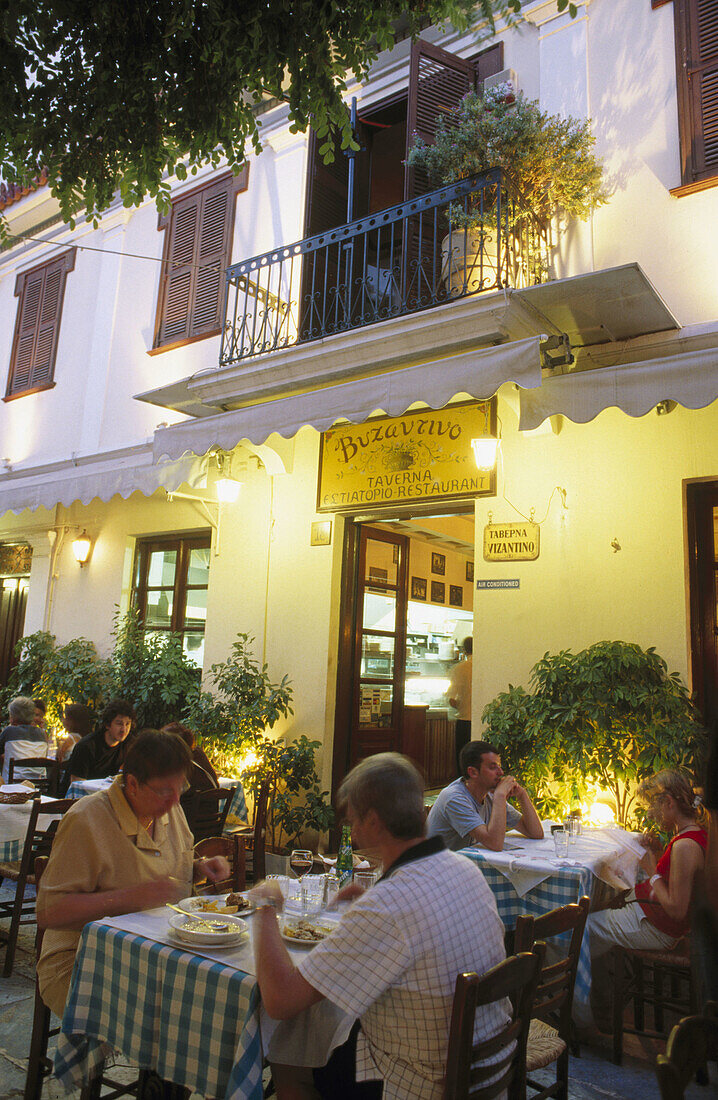 Byzantino Taverna at Kidathineon Street in Plaka District. Athens. Greece