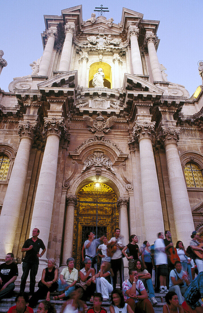 Baroque cathedral in Piazza del Duomo. Ortygia. Syracuse. Sicily. Italy