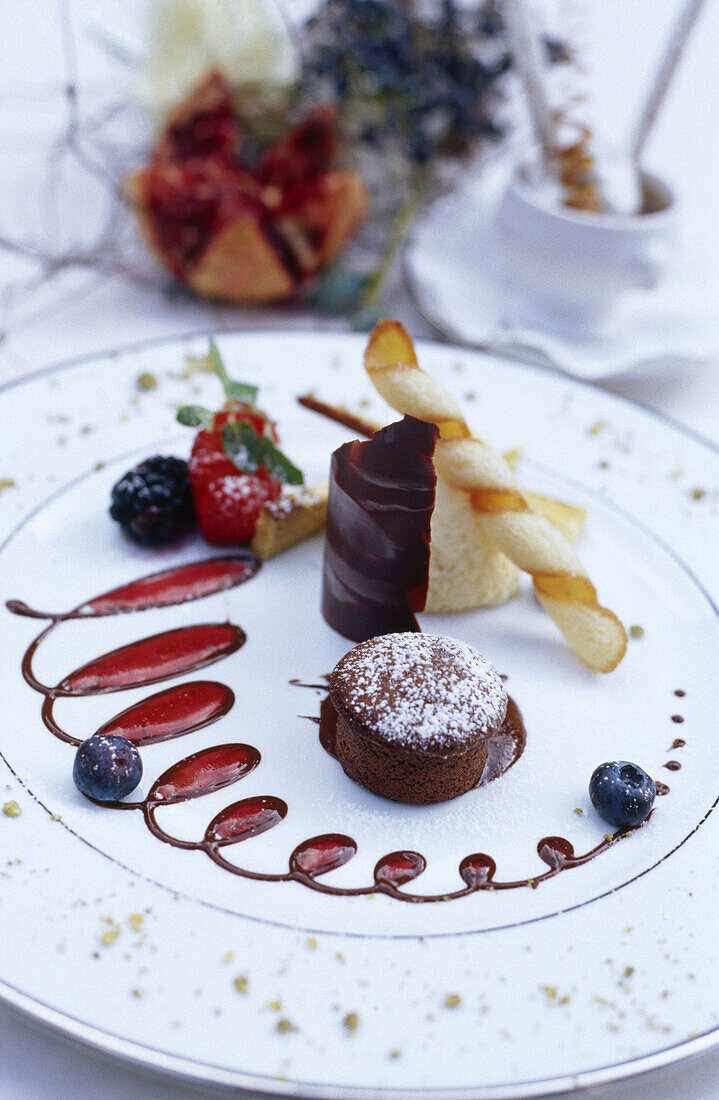 Chocolate cakelets. Hotel de Russie. Rome. Italy