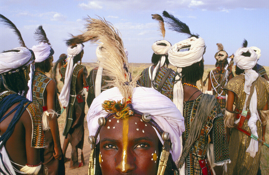 Wodabe or Bororo man. Cure Salee Festival. River Niger. Republic of Niger.