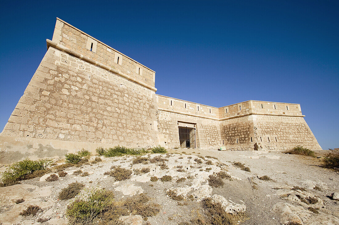Castle of San Felipe, Los Escullos. Cabo de Gata, Almería province, Andalusia, Spain