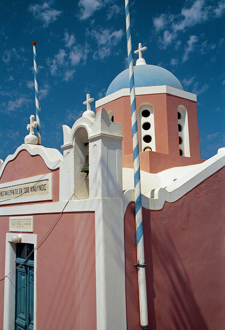 Churches in the village of Oia. Santorini, Cyclades Islands, Greece