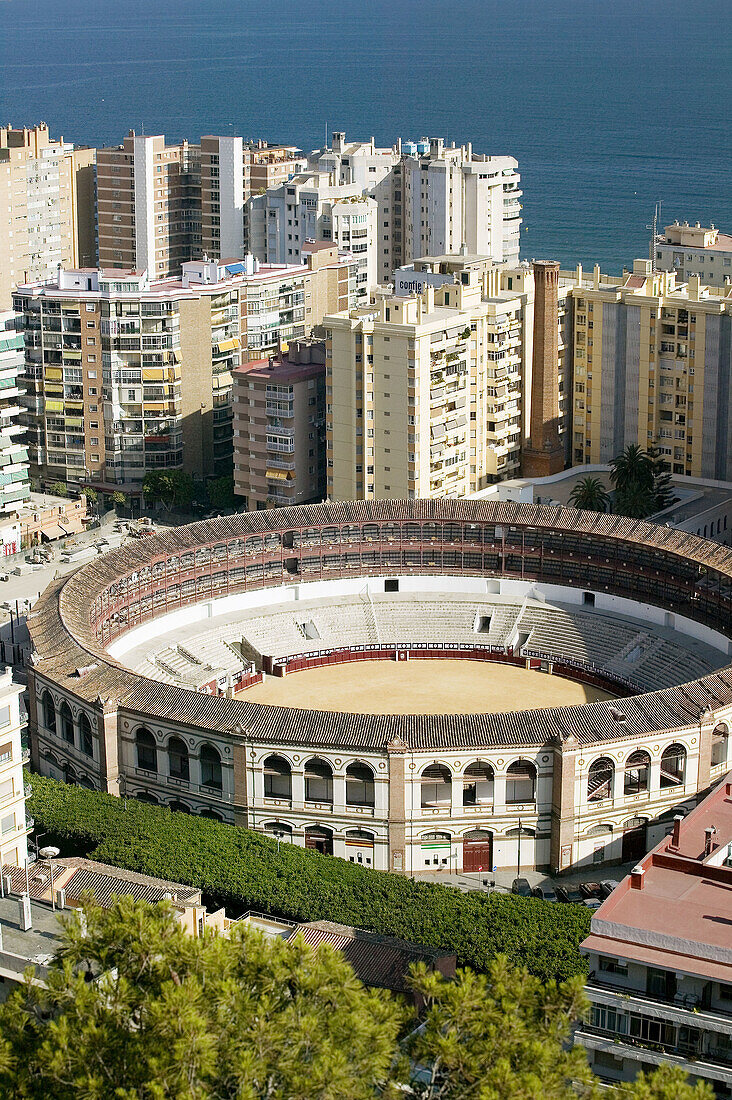 View of Málaga with its bullring. Andalusia. Spain