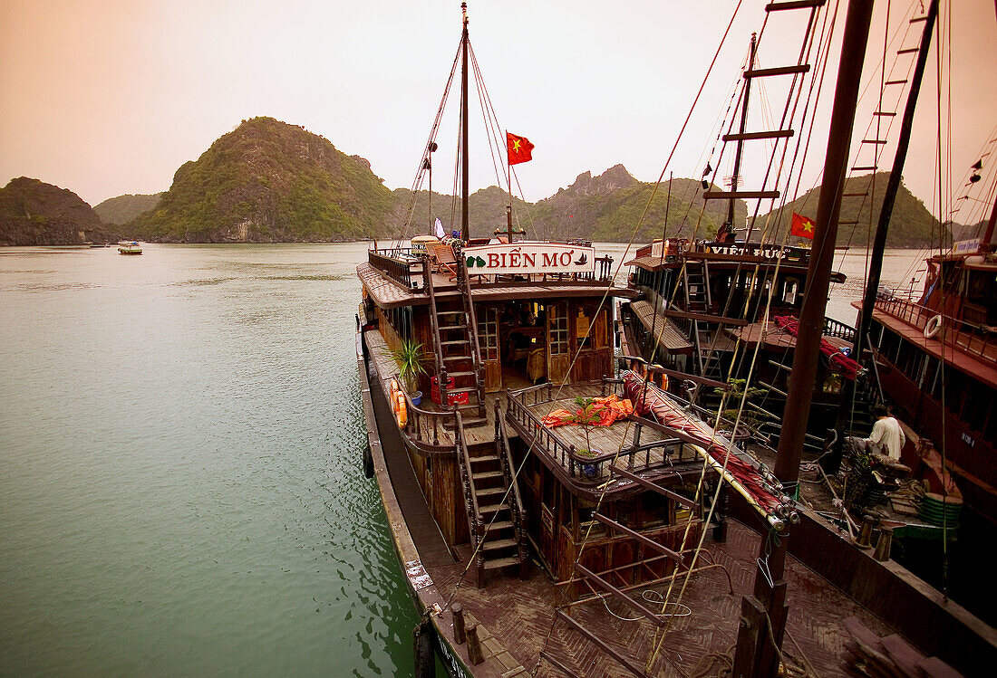 Sail boats in Ha Long Bay, Northern Vietnam, Vietnam