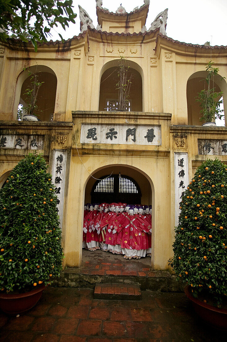 Buildings of the complex of the One Pillar temple (Chua Mot Cot) , Hanoi, Vietnam