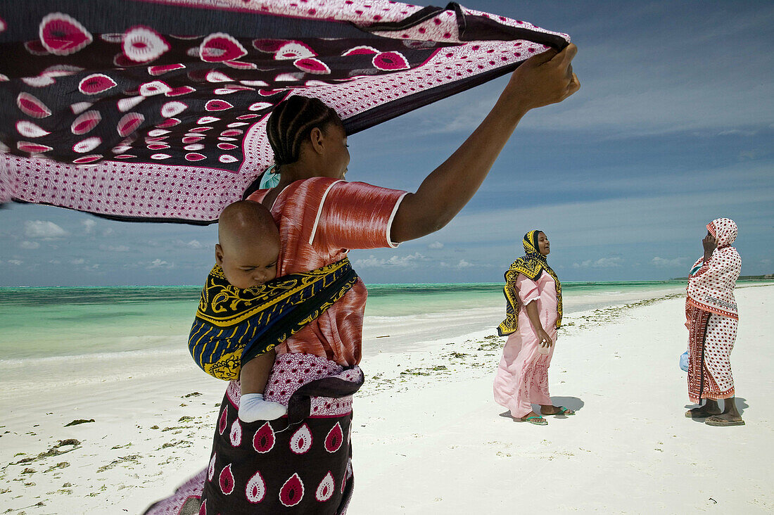Jambiani beach, women. Zanzibar Island. Tanzania