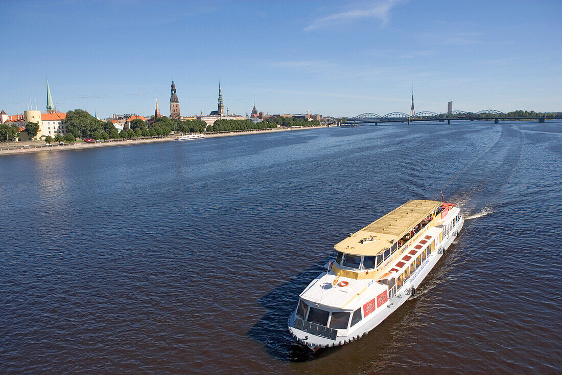 Cruise ship on the river Daugava, Riga, Latvia