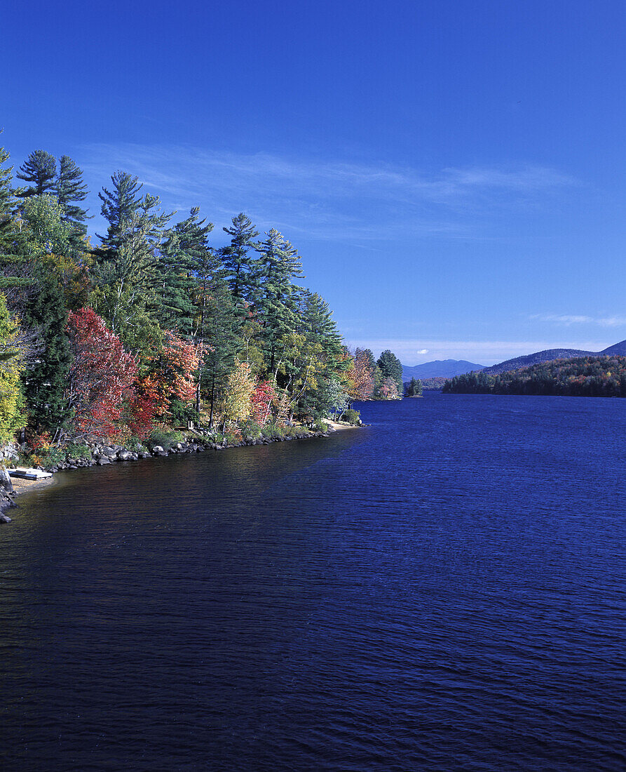 Scenic fall foliage, Long Lake, Adirondack Park, New York, USA