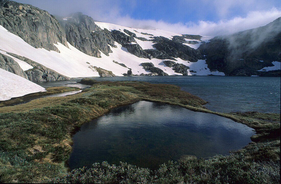 Blue Lake in the Main Range of the Snowy Mountains, Kosciuszko National Park, New South Wales, Australia