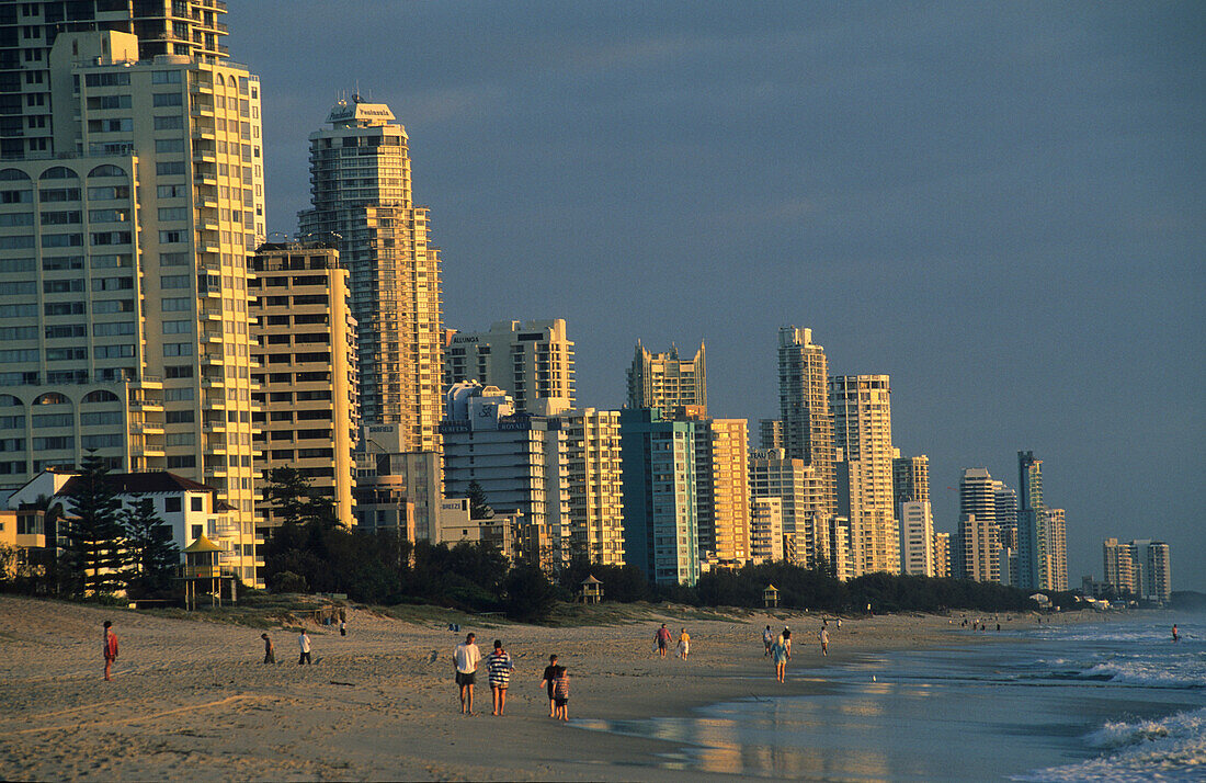 Beach and highrise buildings at Surfers Paradise, Gold Coast, Queensland, Australia