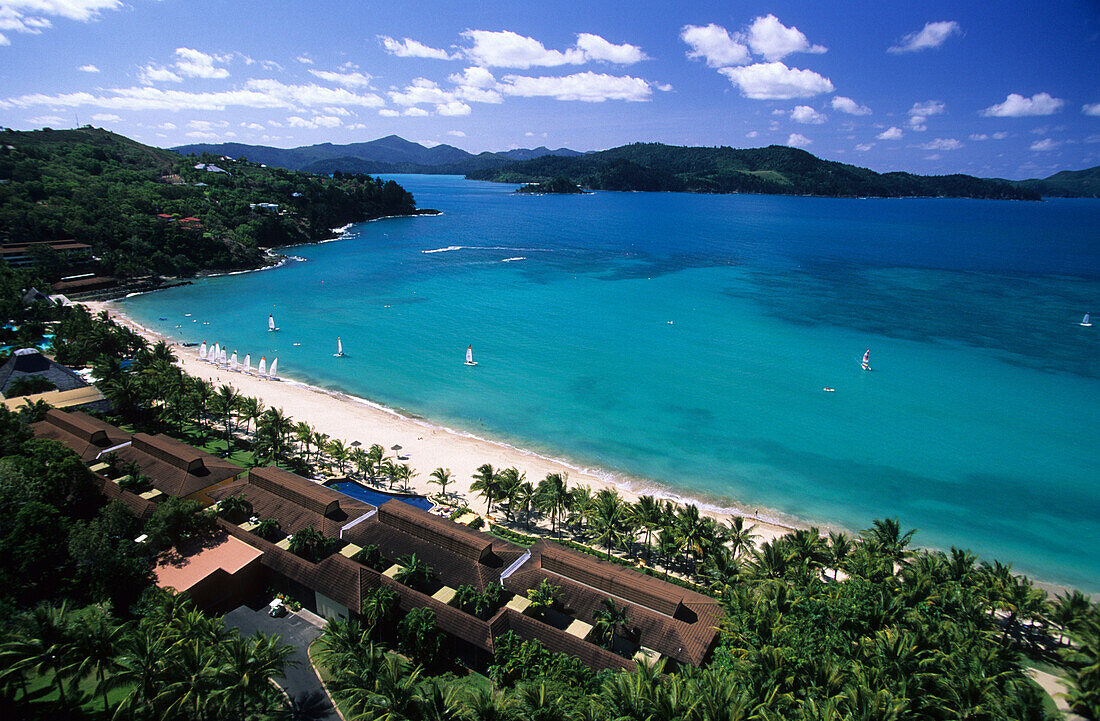 View over Catseye Bay on Hamilton Island, Whitsunday Islands, Great Barrier Reef, Australia