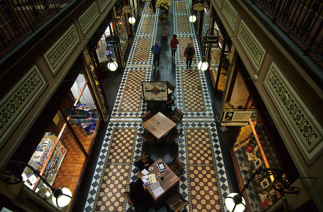 The shopping mall of the Adelaide Arcade in the centre of Adelaide, Adelaide, South Australia, Australia