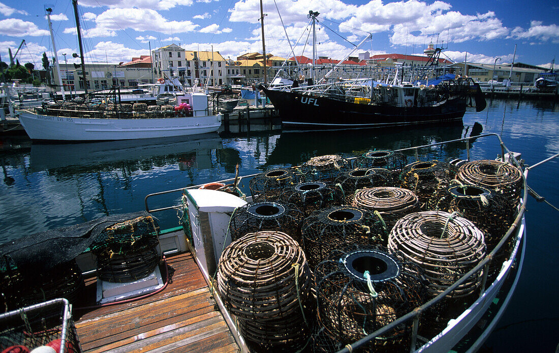 Crayfish trawlers in Victoria Docks in Hobart harbour, Hobart, Tasmania, Australia