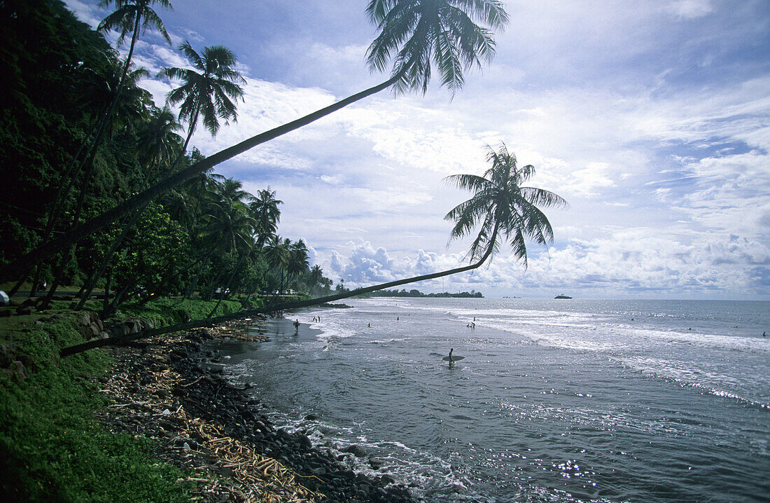 View of the beach, Surf beach after Point Venus, Tahiti, French Polynesia, south sea