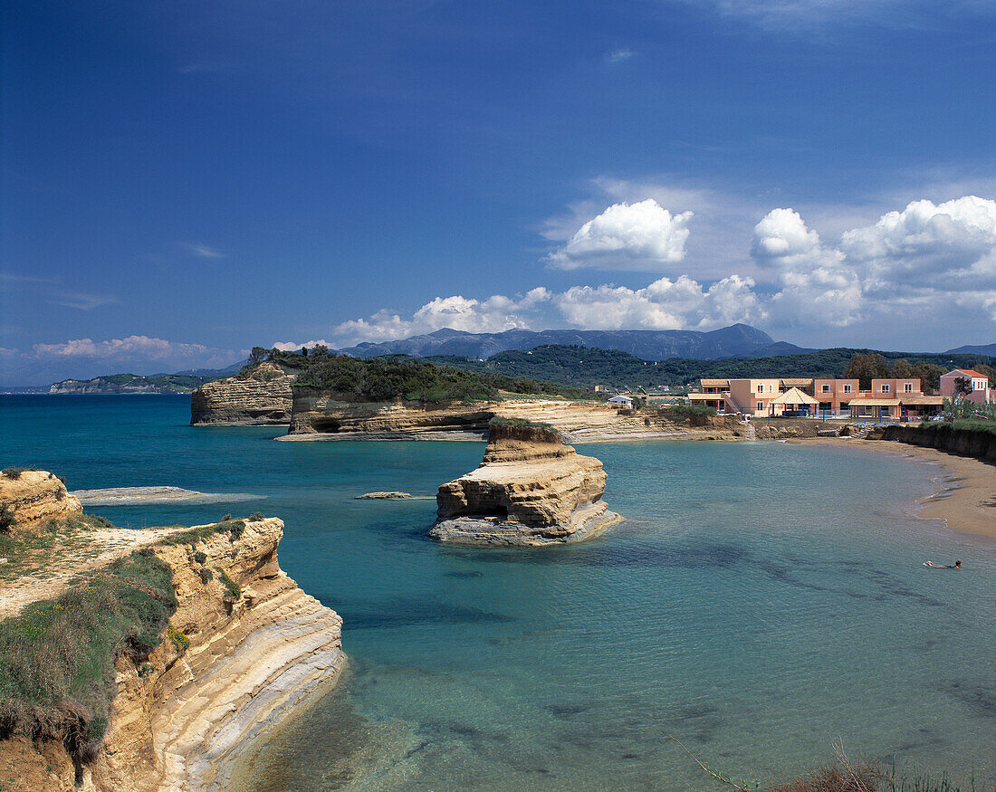 Sandstone rock formations. Sidari. Corfu. Greece