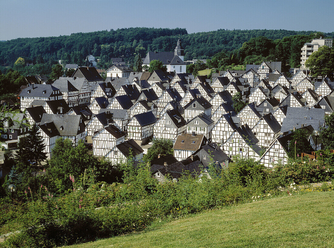 Germany, North Rhine-Westphalia, Freudenberg, Alter Flecken half-timbered houses