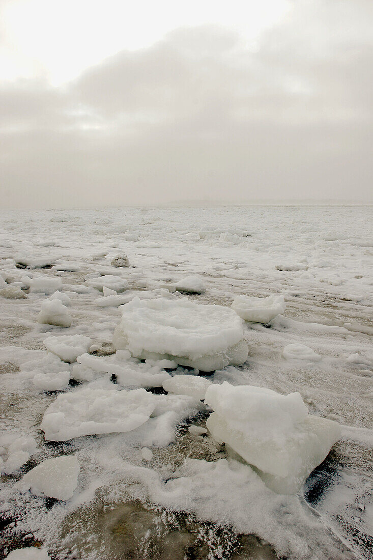 The Churchill River just as it freezes-up in early November. Churchill, Manitoba, Canada.