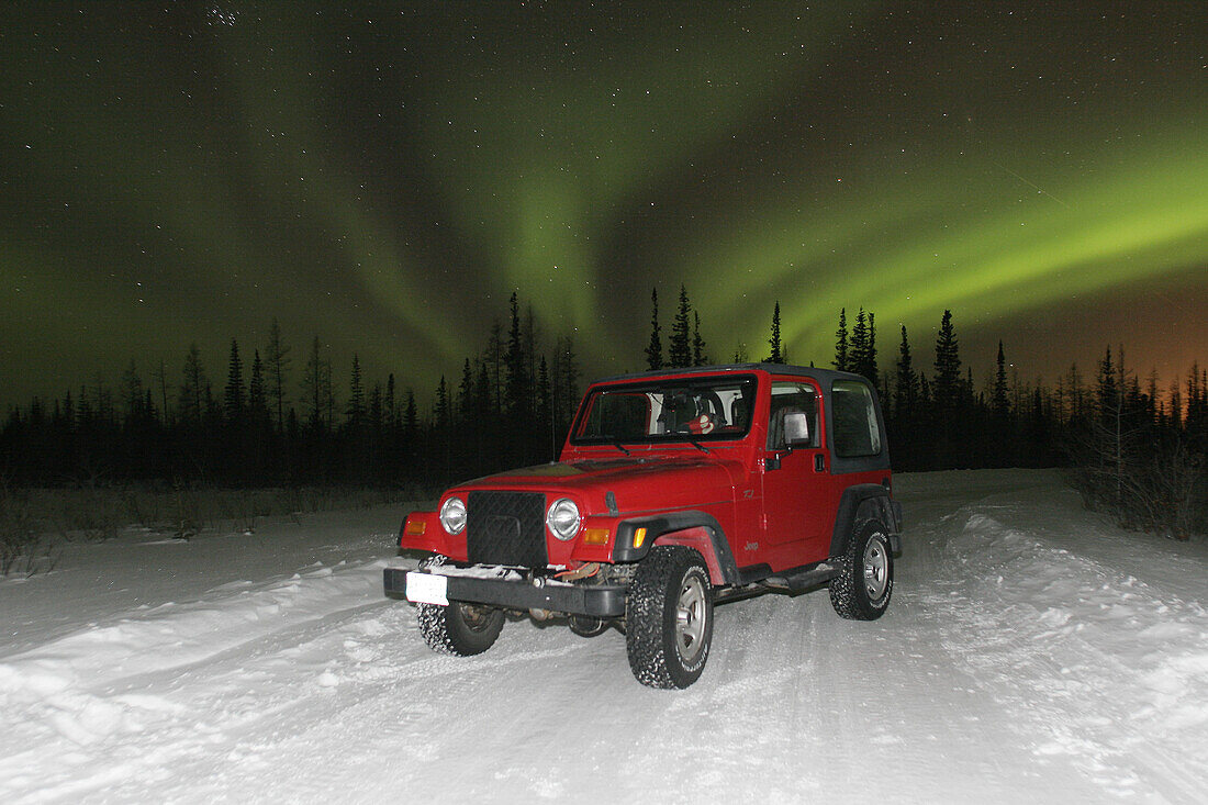 The Northern Lights (Aurora Borealis) in late winter. Churchill, Manitoba, Canada.