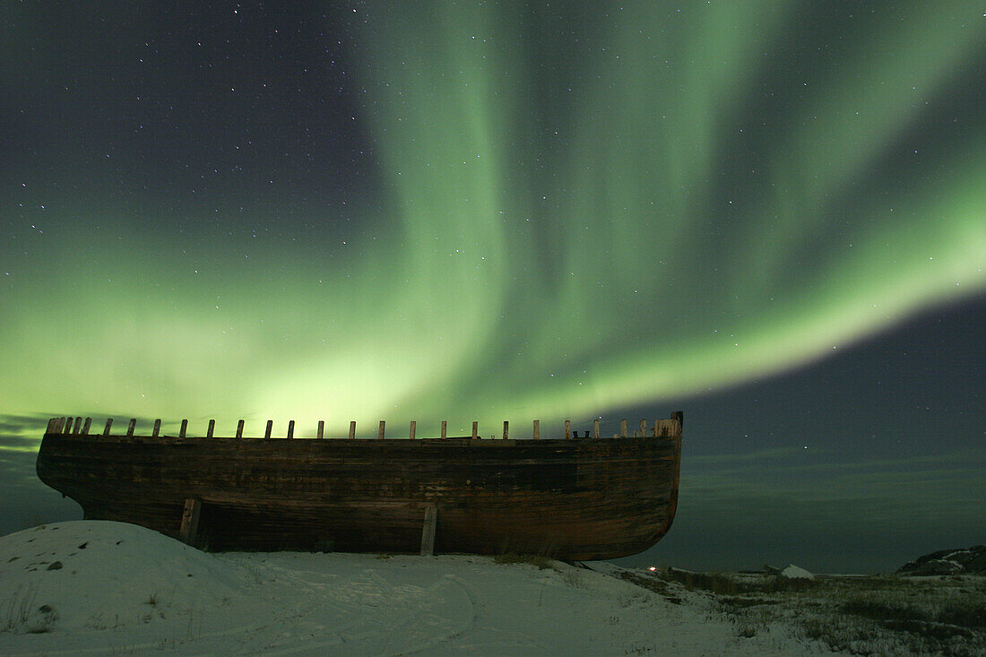 The Aurora Borealis (Northern Lights) in late fall just outside Churchill, Maitoba, Canada.