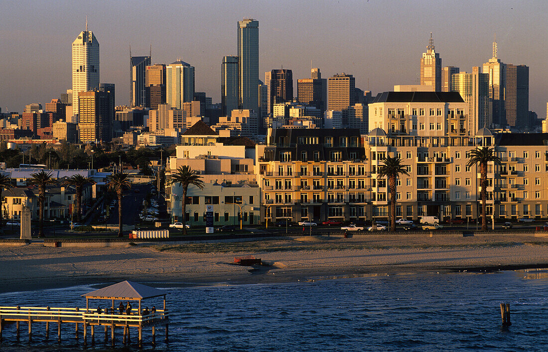 Melbourne, view over Port Melbourne towards city, Melbourne, Victoria, Australia