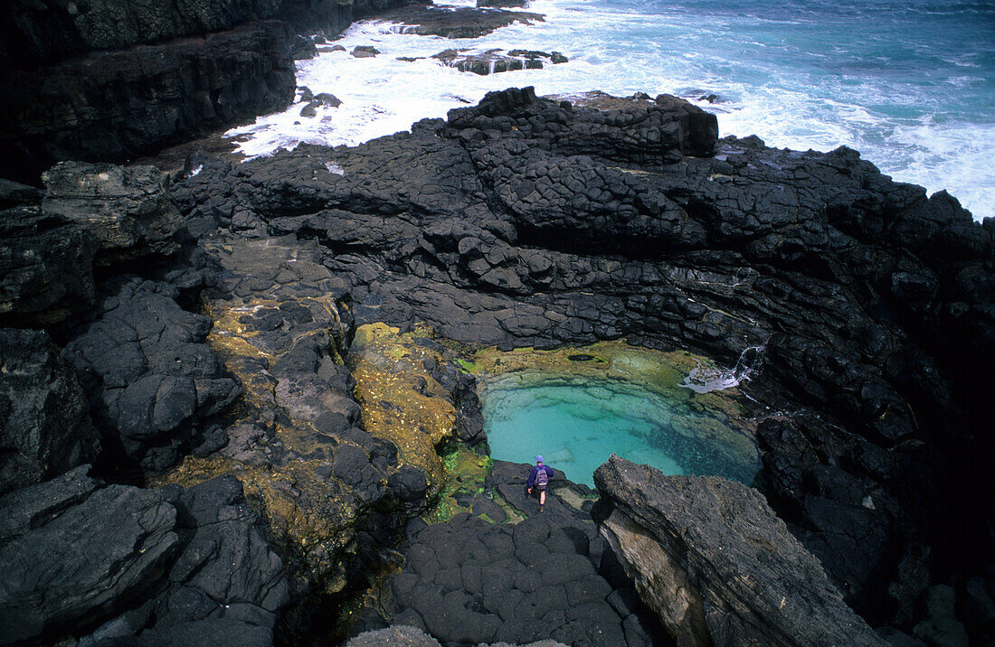 Great South West Walk, The rock pool, The Springs at the coast near Cape Nelson, Victoria, Australia