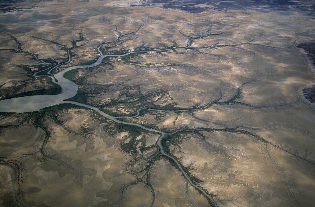 Aerial photo of the mud flats near Derby, Western Australia, Australia