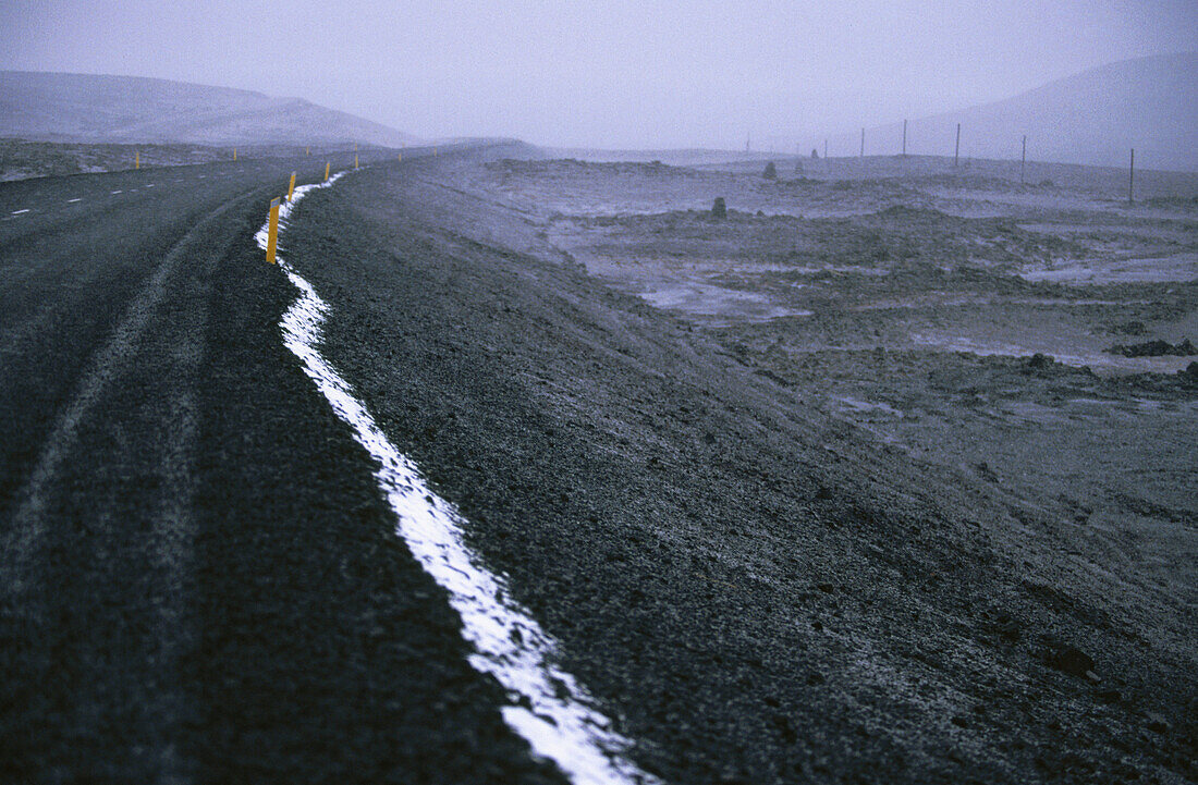 Road. Volcanic landscape. Iceland