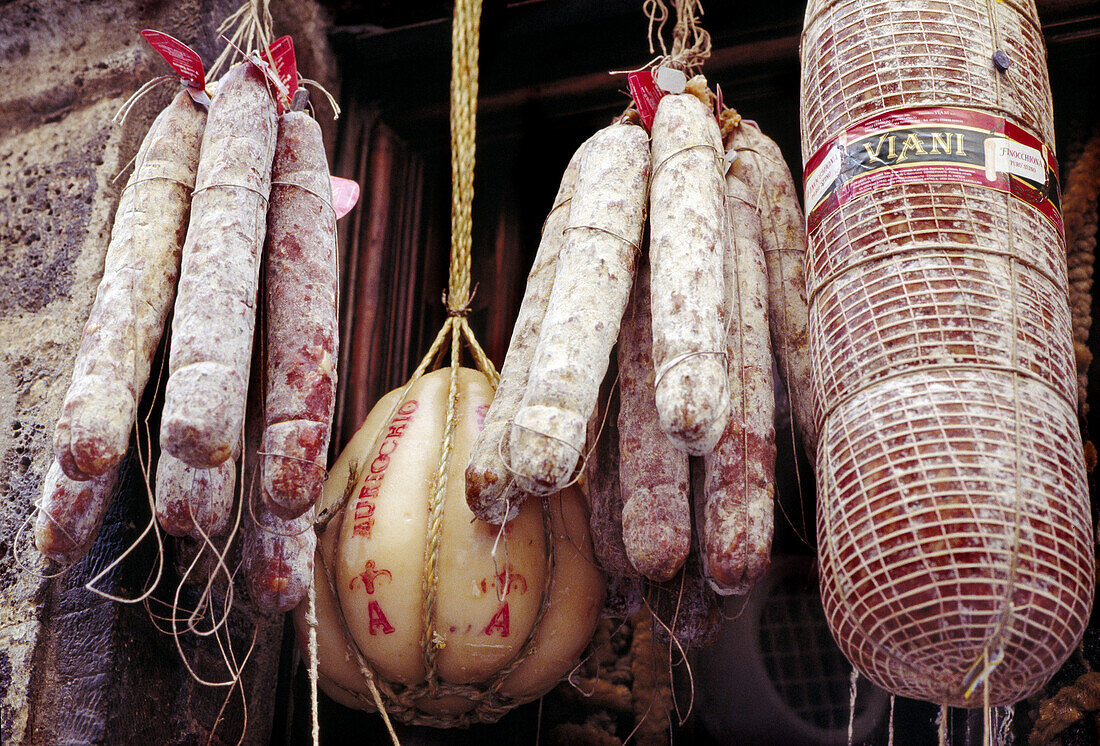 Sausages, Siena. Tuscany, Italy