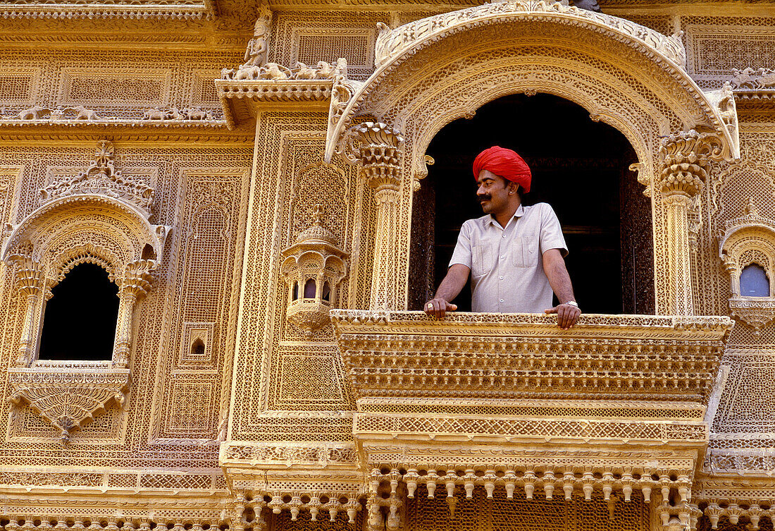Merchant«s mansion. Detail of a Haveli in Jaisalmer. Rajasthan. India