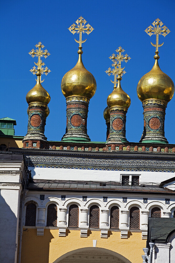 Cupolas of the Terem Churches, Kremlin, Moscow, Russia