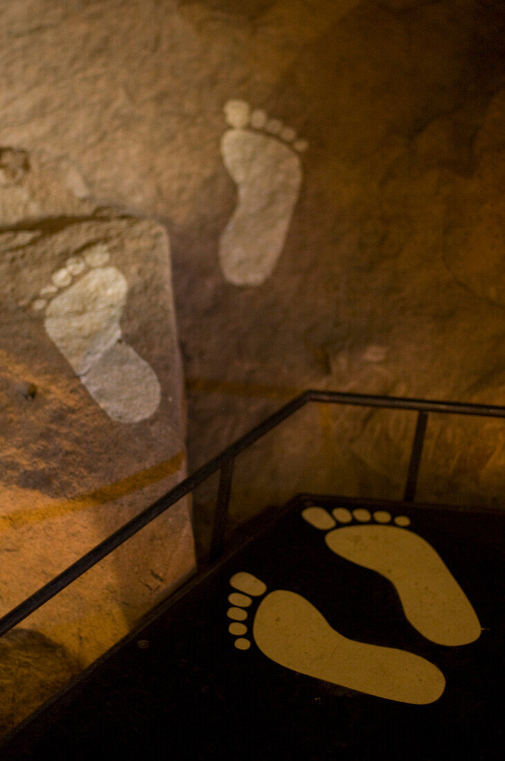 Feet on the floor, Sigmundskron castle with Messner Mountain Museum Firmian, Bozen, South Tyrol, Italy