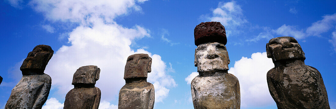Moais at Ahu Tongariki ceremonial site. Easter Island. Chile