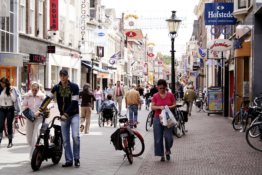 Shopping street in Alkmaar.Netherlands